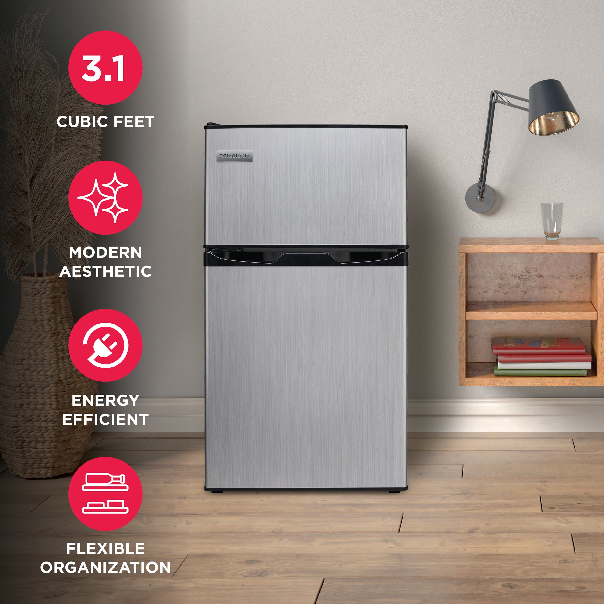 Frigidaire 3.2 Cu. Ft. 2 Door Compact Refrigerator, Stainless Steel