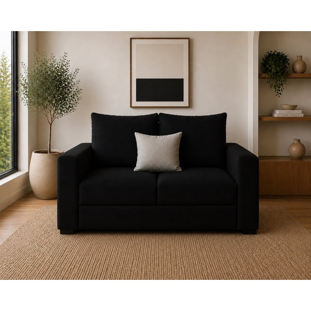 Love seat El Bazar Store Miami Lino negro 2 plazas, Modular, Moderno, Sala