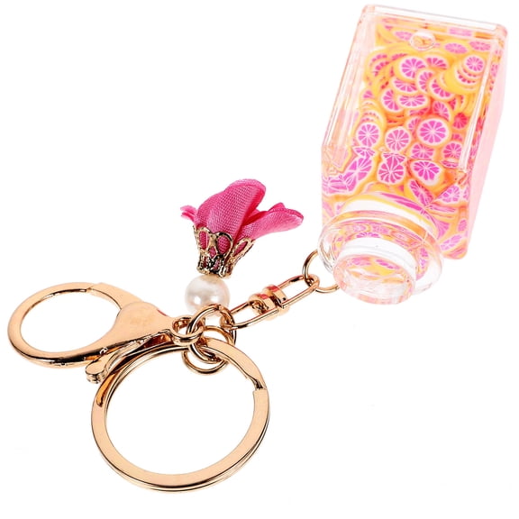 Toyvian 1PC Acrylic Keyring Fruit Liquid Quicksand Keychain Bag Ornament