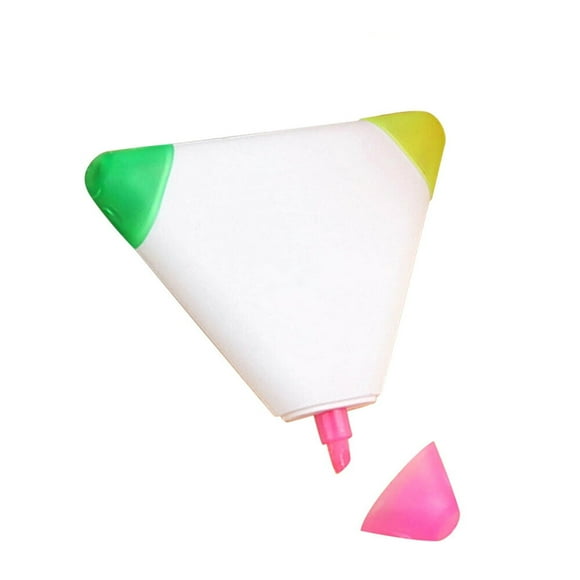 3 Colors Highlighter Pen Fine Chisel Tip Yellow Green Pink Triangle Shaped Stylish Stationery 5ml