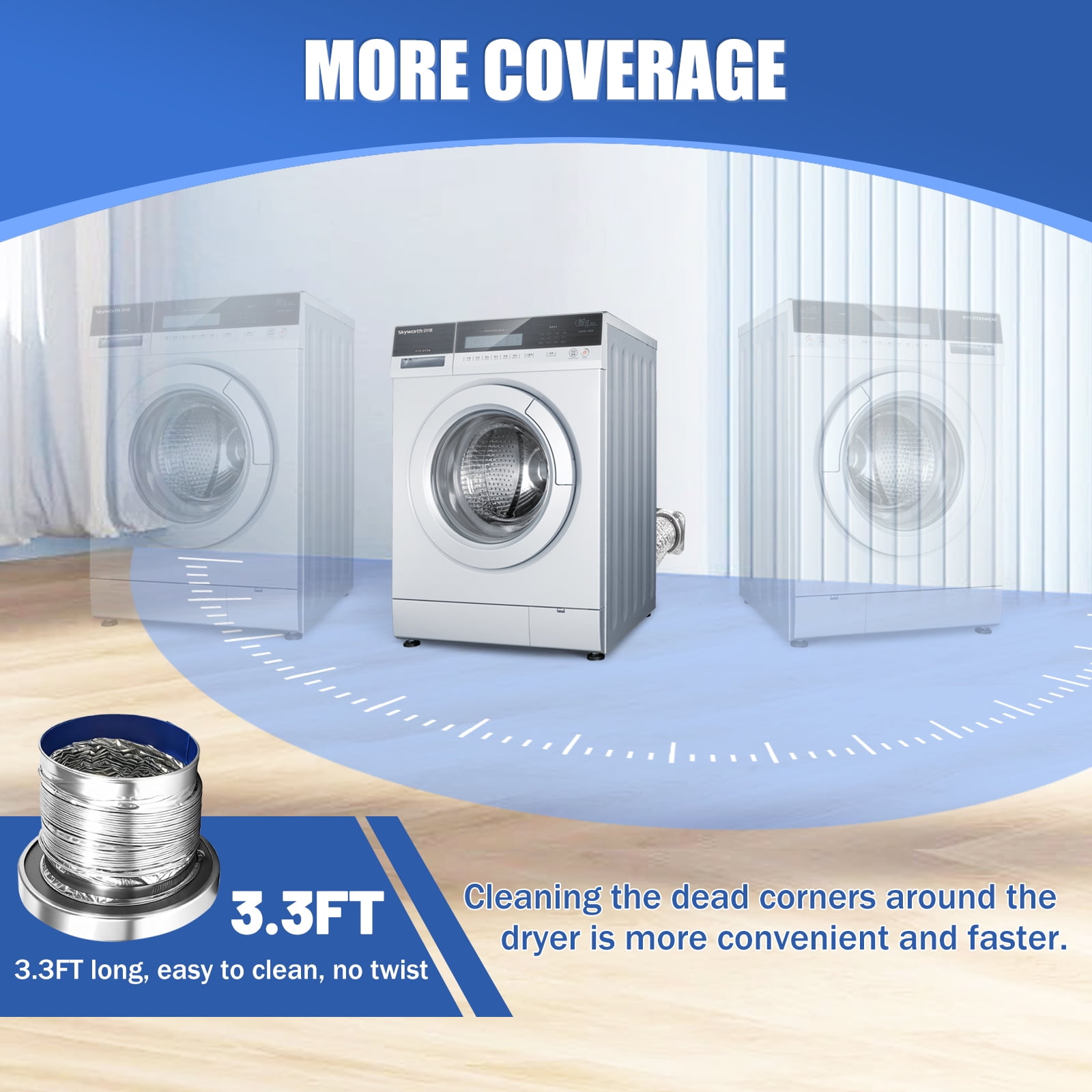 Magnetic Dryer Vent Coupling Kit-DV180 Airtight Seal Dryer Vent Connector Kit, Quick Connect/Disconnect with 4" x 3.3ft Duct & 2 Clamps, Easy to Clean & Install Connector for Dryer Venting