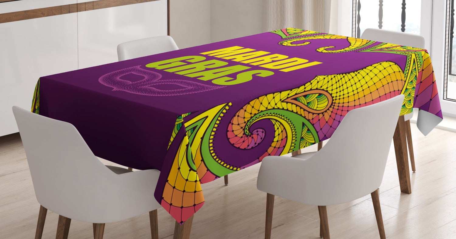 mardi gras tablecloth round