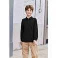 thumbnail image 5 of Arshiner Boys Long Sleeve Polo Shirt Performance School Uniform Pique Button Closure Shirt Black 11-12 Years 160 Black, 5 of 7