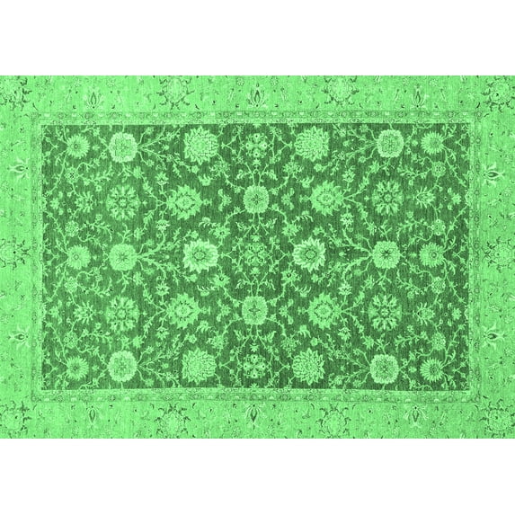 Ahgly Company Indoor Rectangle Oriental Emerald Green Traditional Area Rugs, 4' x 6'