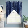 thumbnail image 6 of Navy Blue Kitchen Window Curtains, Swag Curtains Valance for Bedroom Living Room Bathroom, Retro Oil Painting Modern Abstract Art Aesthetics Rod Pocket Window Curtain Block Drapes 2 Panels 28"x36", 6 of 9