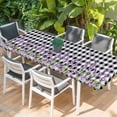thumbnail image 2 of Lavender Floral Table Cloths for 8 Foot Rectangle Tables, Purple Flowers Butterfly Black Gray Plaid Patio Waterproof Elastic Fitted Tablecloths, Washable Rectangular Table Cover for Camping, 2 of 8
