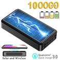thumbnail image 2 of Banco de energía de 100000Mah, cargador inalámbrico Solar portátil, batería externa con luz Led, banco de energía impermeable de alta capacidad para exteriores, 2 of 8