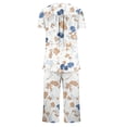 thumbnail image 6 of Frostluinai Womens Summer 2 Piece Pajama Sets Short Sleeve Henley Shirts with Capri Pants Graphic Sleepwear Lounge Ladies Pjs Sets with Pockets, 6 of 6