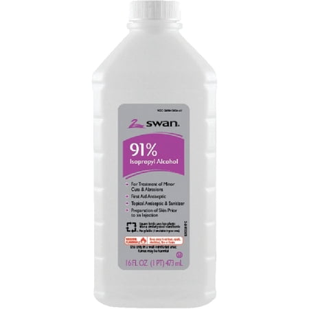 2PACK Swan 91% Isopropyl Rubbing Alcohol, 16 Oz.