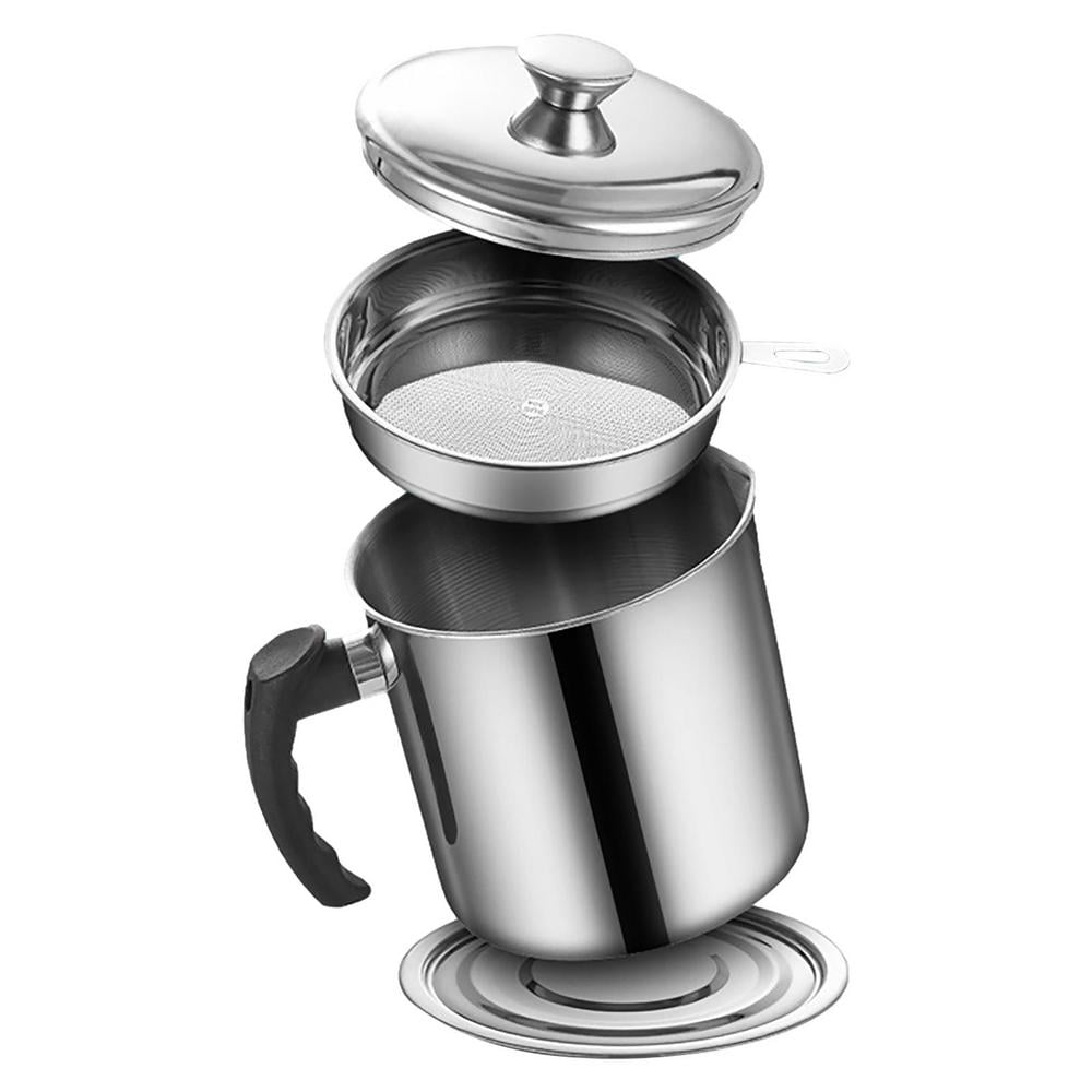 Oil Strainer Stainless Steel Kitchen Oil Filter with DustProof Lid