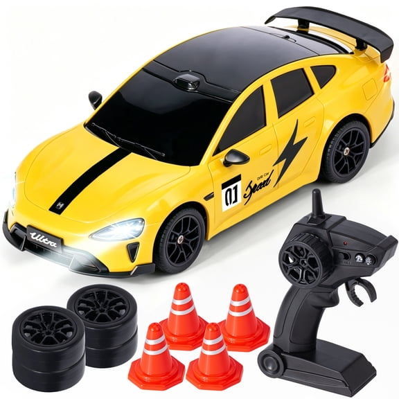 KIVDIT 1:24 Rc Cars,2.4 Ghz Variable Speed Remote Control Car with LED Lights,Outdoor Toys for Kids Age 4-8