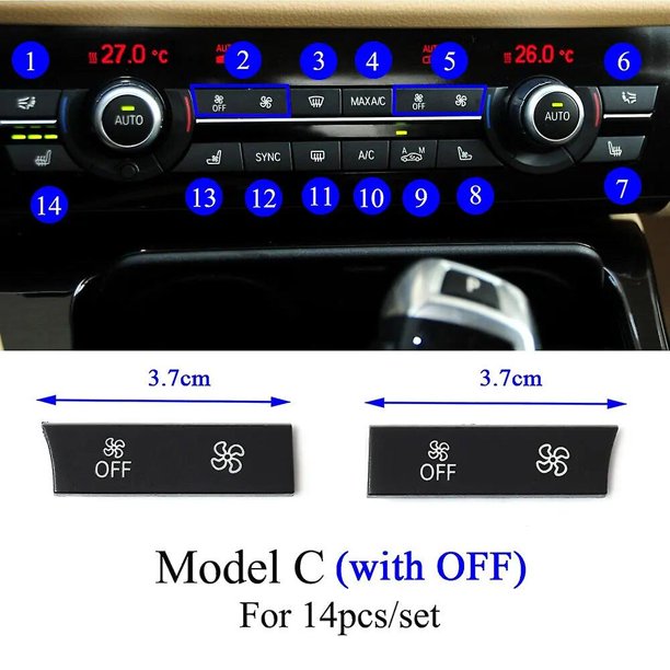 Air Conditioning Heater Air Conditioning Volume Control Ac Button Cap Cover Replacement for BMW 5 Series 6 7 F10 F11 F01 F02 F06 F15~5484