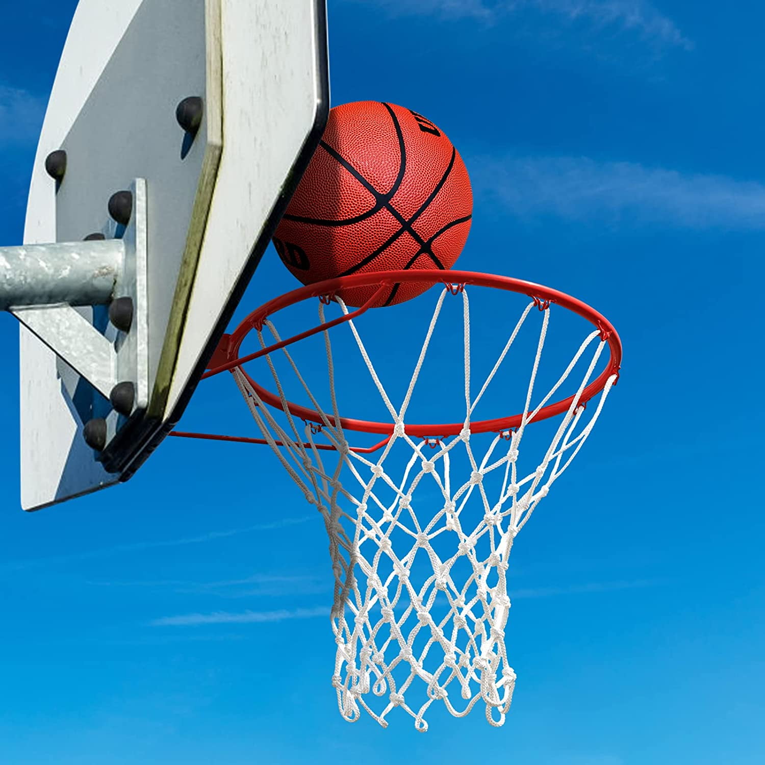 Heavy Duty 12-Loop All-Weather Basketball Net Replacement for Outdoor Hoops, Anti-Whip Design