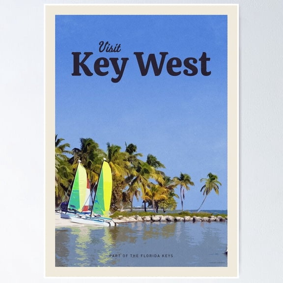 Poster Visit Key West Vintage Wall Arttrendy Retro Print Positive Quote Poster Room Decor Wall Art , Poster Print Only
