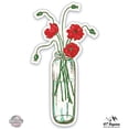thumbnail image 1 of Poppies in Glass Jar - 8" Vinyl Sticker - For Car Laptop I-Pad - Waterproof Decal, 1 of 1