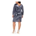 thumbnail image 2 of BETSY & ADAM Womens Navy Long Sleeve Sheath Cocktail Dress Plus 22W, 2 of 4