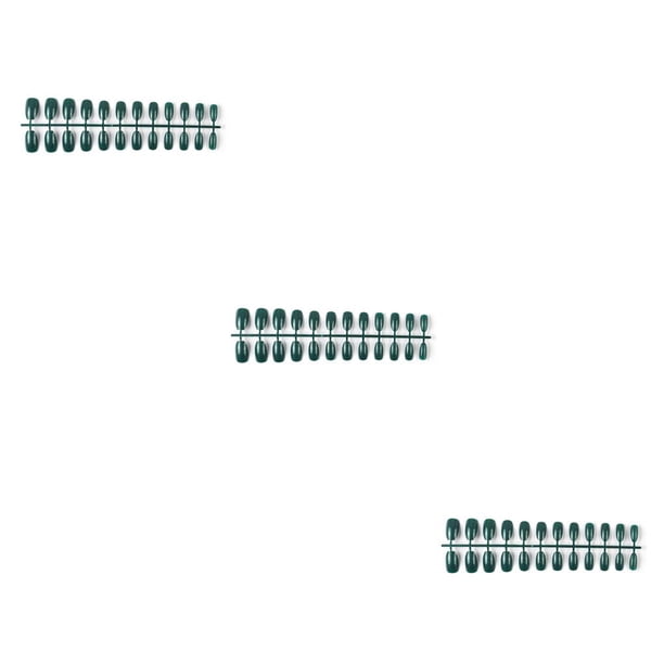 Jumpingount Paquete de 24 uñas postizas de ataúd de ballet DIY uñas acrílicas únicas 27 verde negruzco Type1 NO1
