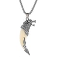 thumbnail image 1 of Collar con colgante de cuerno con cabeza de lobo para hombre - Collar con colgante de cuerno con cabeza de lobo de viento nacional - Collar con cadena con colgante de cuerno con cabeza de lobo --- Cód, 1 of 2
