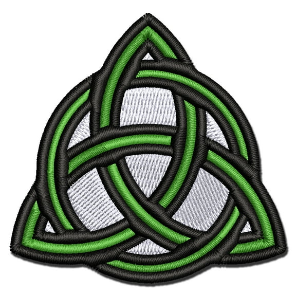 Celtic Triquetra Knot Outline Applique Multi-Color Embroidered Iron-On Patch - 2.5 Inch Small