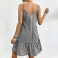 thumbnail image 4 of Kukoosong Women's Spaghetti Strap Vertical Stripe Ruffle Mini Dress, Loose V Neck Sleeveless A-Line Dress, Casual Lightweight Summer Beach Short Sundress, 4 of 6