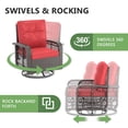 thumbnail image 4 of Sunmthink 3 Pcs Outdoor Wicker Swivel Rocker Patio Set,360 Degree Swivel Rocking Chairs Elegant Wicker Patio Bistro Set with Premium Cushions and Armored Glass Top Side Table for Backyard -Red, 4 of 7