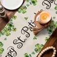 thumbnail image 3 of St. Patrick's Day Table Runner - 120 Inch Long Green Gnomes Lucky Shamrocks Vintage Cotton and Linen Blended Dress Scarves Farmhouse Table Runner for Kitchen Dining, Coffee Table, 13" x 120", 3 of 8