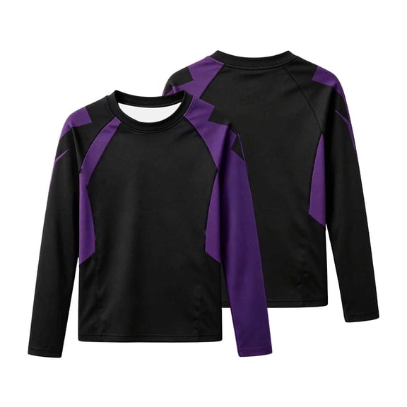 Unisex Children Athletic Tee, Color Block Long Sleeve Sports Running Shirt