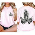 thumbnail image 4 of Guadalupe Virgin Mary Pray Flower Rose Virgencita Religious Double-Sided T-Shirt Unisex, Catholic Faith Cotton Shirt, Spiritual Gift, 4 of 7