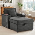 thumbnail image 3 of Muumblus Accent Chair with Storage Ottoman & Side Table, Cozy Lounge Chair with USB, Modern Single Sofa Armchair for Living Room, Gray Corduroy, 3 of 11