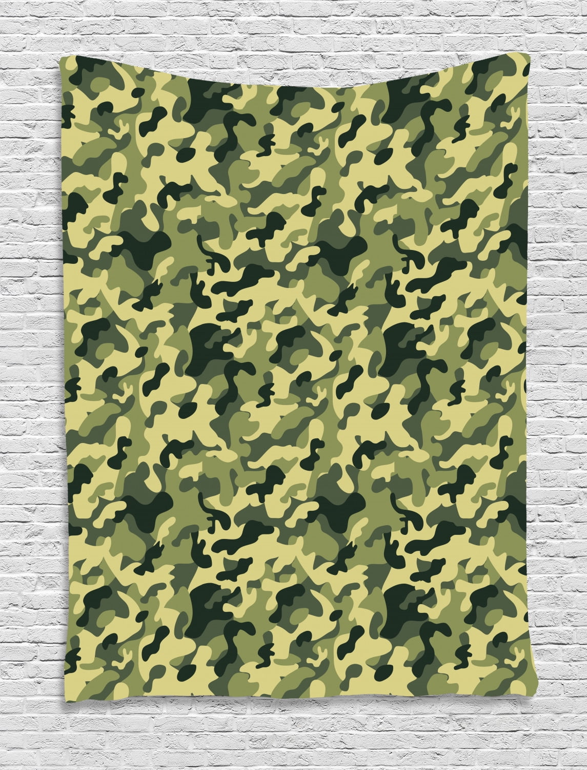 Camouflage Tapestry Army Clothing Motif  with Pale  Color 