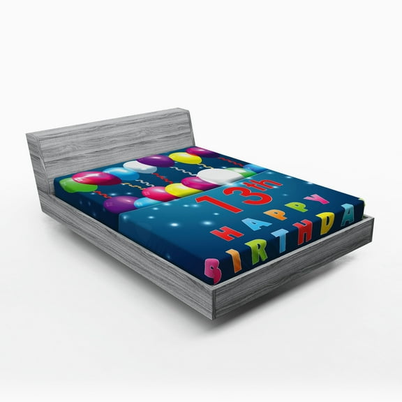 Ambesonne Birthday Fitted Sheet, Joyful Surprise Event, Queen Size, Multicolor