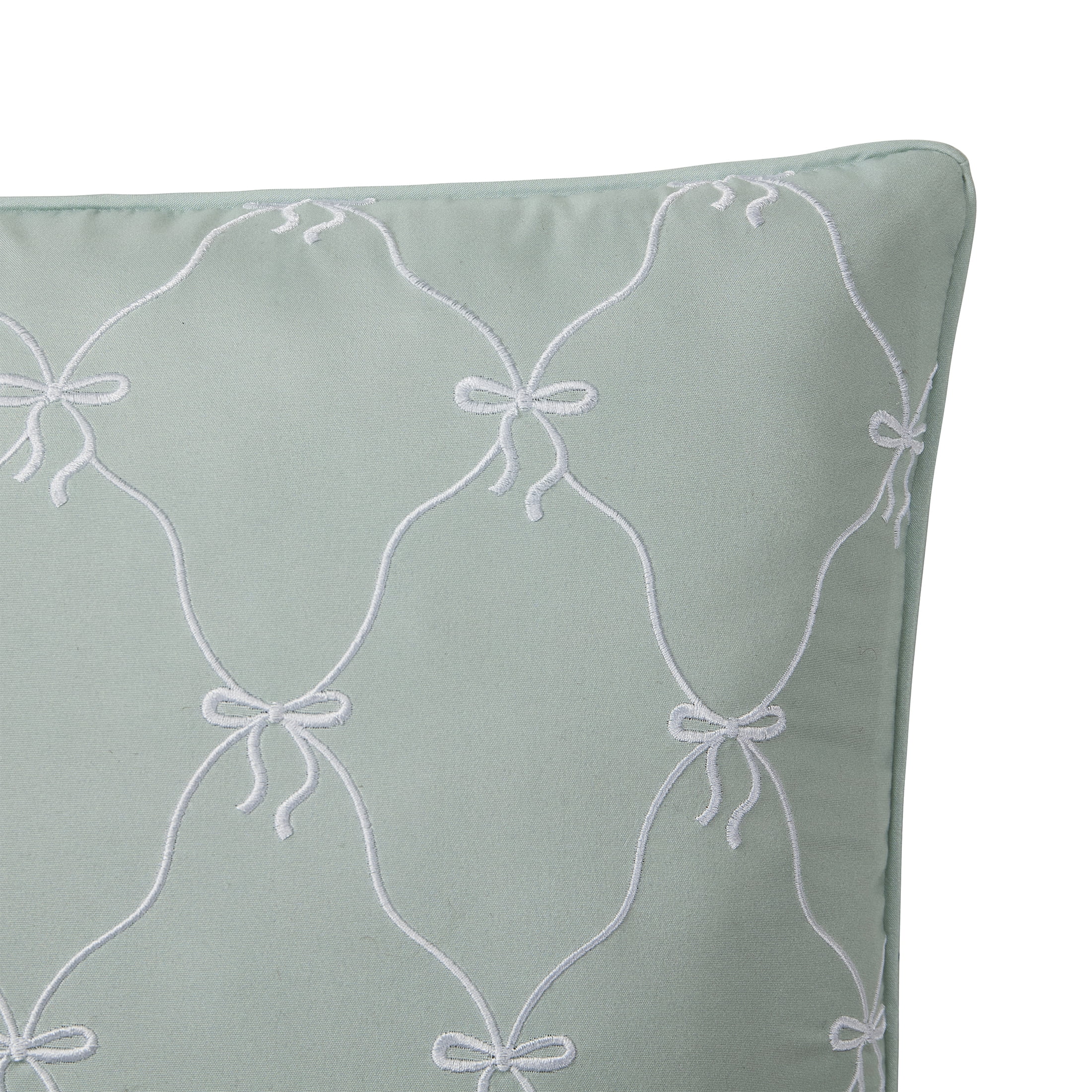 Home Decor Collection 14" x 20" Green Bow Embroidered Decorative Pillow