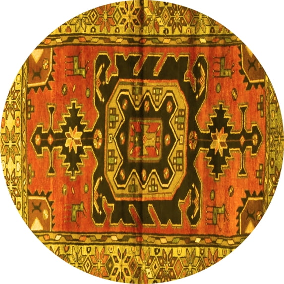 Ahgly Company Indoor Round Persian Yellow Traditional Area Rugs, 6' Round