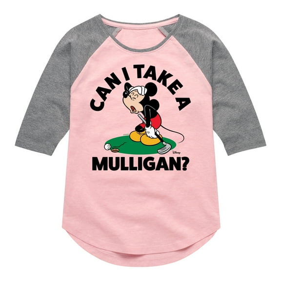 Disney - Can I Take A Mulligan - Toddler & Youth Girls Raglan Graphic T-Shirt