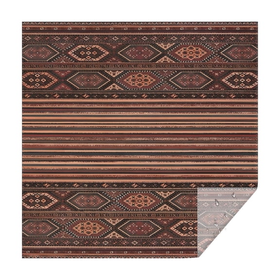 Brown Boho Tribal Hexagons and Stripes Pattern Square Tablecloth,Waterproof Square Table Cover,Wipeable Spillproof Washable Table Cover for Home Kitchen Party Decor 42"X42"(107x107cm)