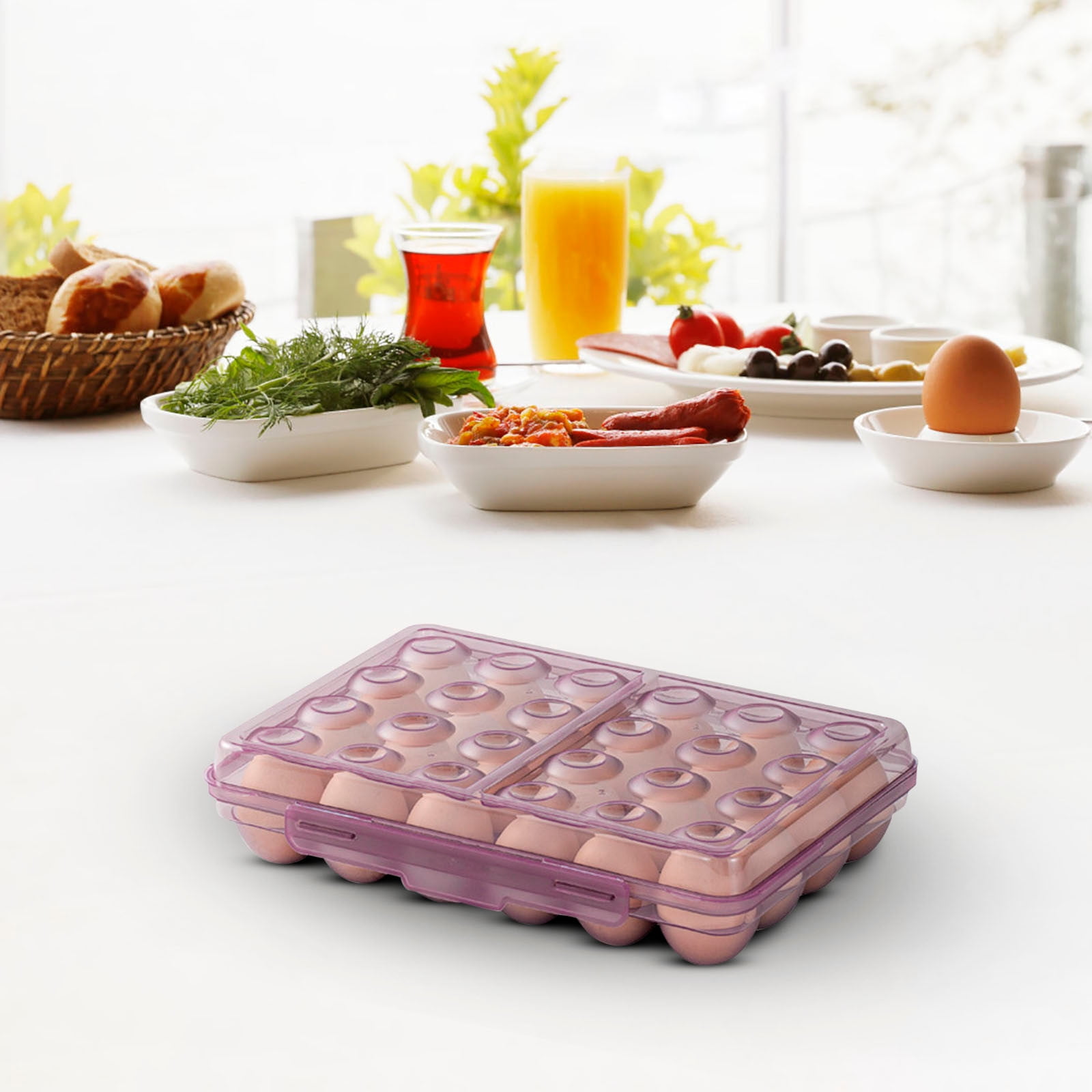 24 Grid Egg Storage Box Refrigerator Crisper Egg Protection Box Portable Egg Carriage Container for Camping Picnic Essential