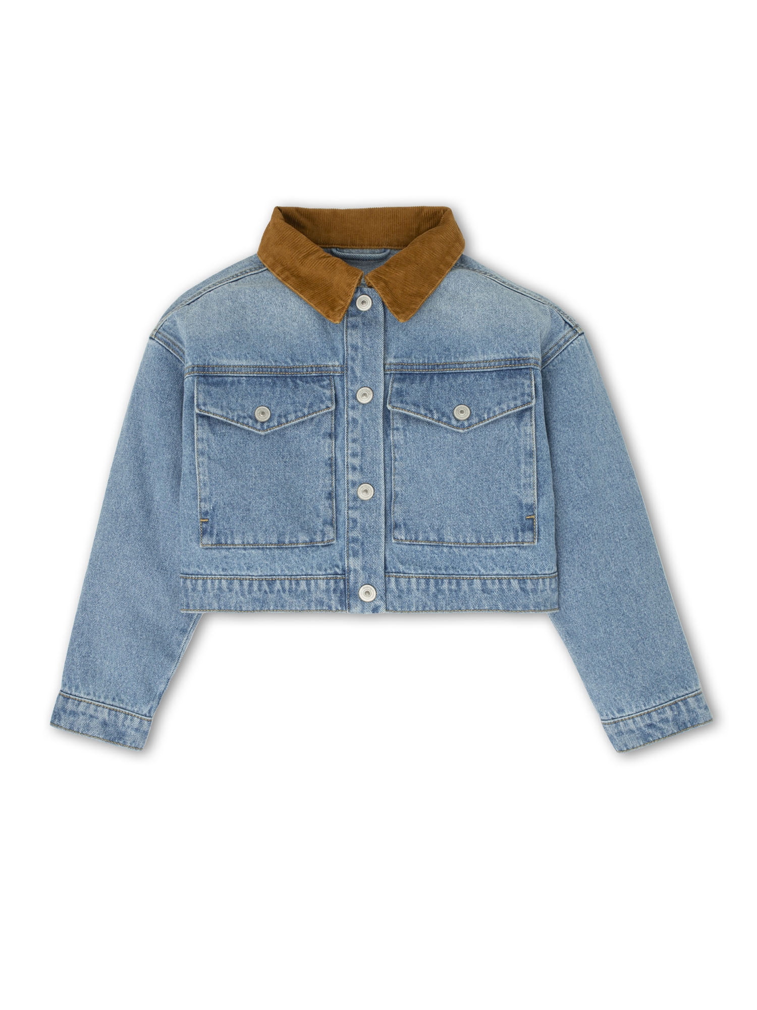 Weekend Academy Girls Denim Workwear Jacket with Corduroy Collar, Sizes 4-18