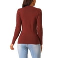 thumbnail image 3 of Suéter casual de manga larga con cuello redondo para mujer, ajuste slim, color rojo vino, talla XL, 3 of 5