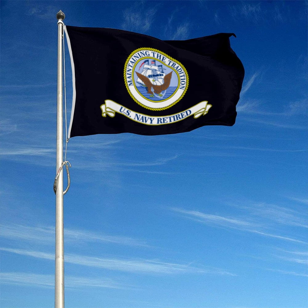 Dutern Double Sided United States Navy Retired Military Flag banner 3 Ply with Brass Grommets 3x5 Feet