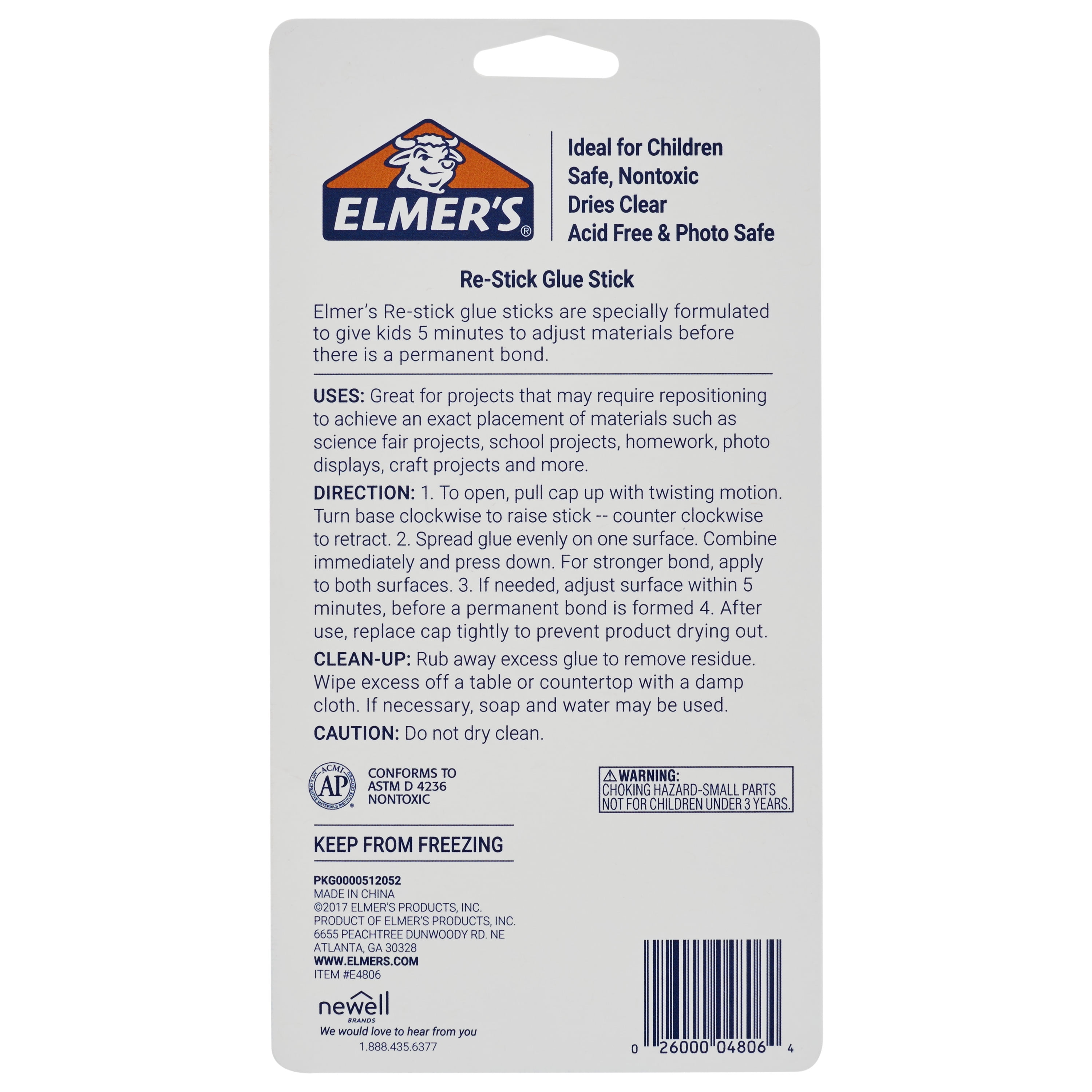 Elmers Re-Stick School Glue Sticks Clear Pack of Six ( 6 ) Glue Sticks