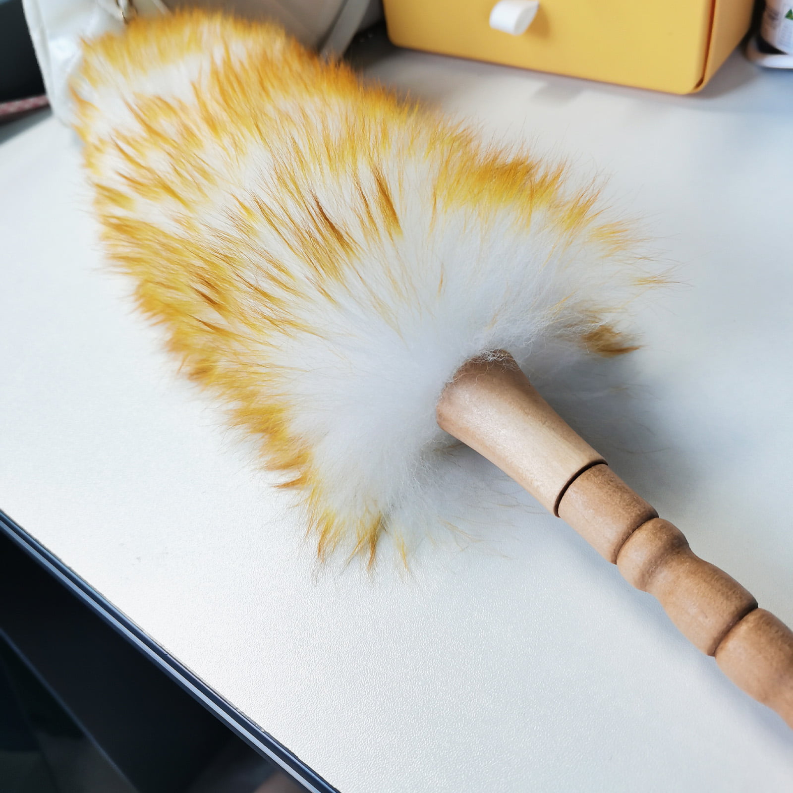 Anti-static Wool lambswool Feather Brush Duster Dust Cleaning Tool Wood Handle 