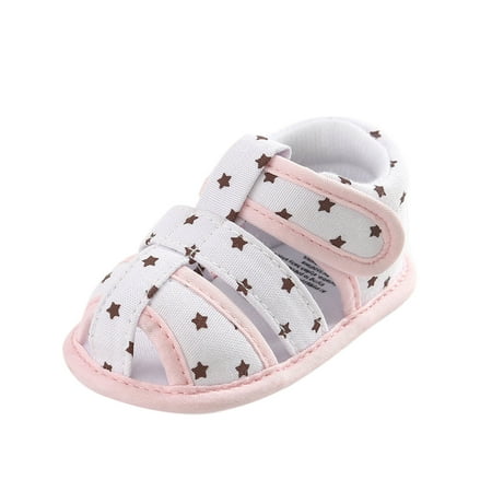 

Kids Sandals Fashion Summer Soft Crib Prewalker Anti-Slip Pierced Sandal Pink Size 13