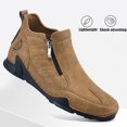 thumbnail image 5 of Men's Leather Slip-On Walking Ankle Boots Outdoor Non Slip Double Zipper High Top Driving Work Boots Daily Lightweight Chukka Shoes, 5 of 6