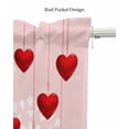 thumbnail image 5 of Valentine's Day Linen Curtain Valance for Bedroom/Bathroom/Kitchen/Office/Living/Dining Room Windows,Red Watercolor Heart Love Holiday Rod Pocket Topper Drapes Decorative Cafe Drapery Panel 60x18, 5 of 6