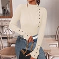 thumbnail image 3 of Wutalume Women's Long Sleeve Fall Soft Lightweight Knit Slim Sweater Tops, Versatile Solid Color Design, Cozy Layer for Transitional Weather,Beige L, 3 of 8