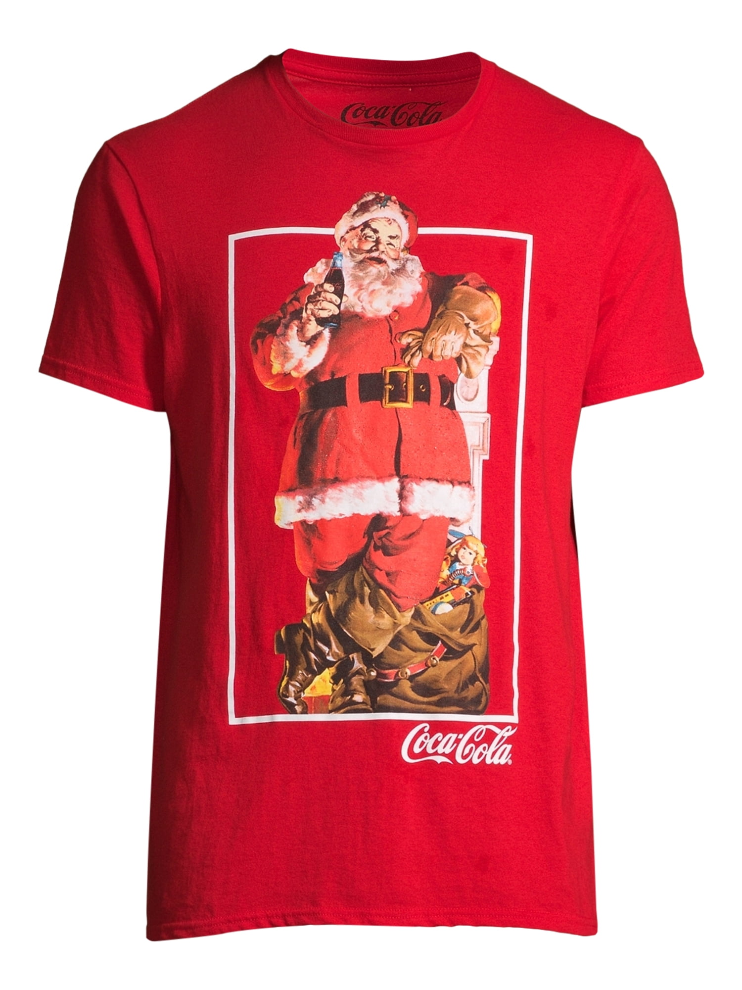Coca Cola Santa Christmas Holiday Men's and Big Men's Graphic T-shirt