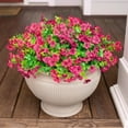 thumbnail image 4 of TETOU 12Pcs Artificial Plants Flowers, 13.8*7.5" Fake Silk Colorful Daisy Eucalyptus, UV Resistant Fake Flowers with Plastic Plants for Outside Home Porch Patio Window Yard Decor, Rose Red, 4 of 10