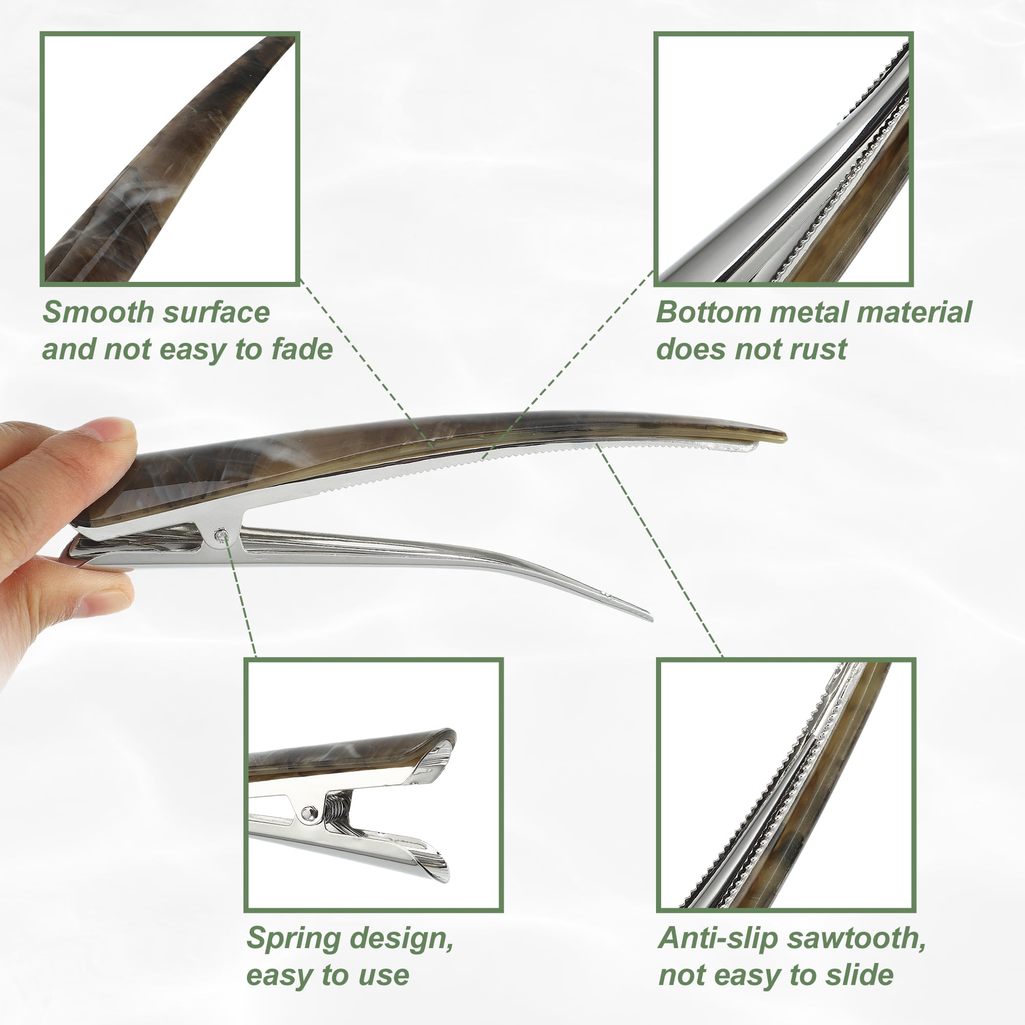 Unique Bargains 2 Pcs Long Metal Duckbill Hair Clips for Women, 5.31"x0.83"x1.18"