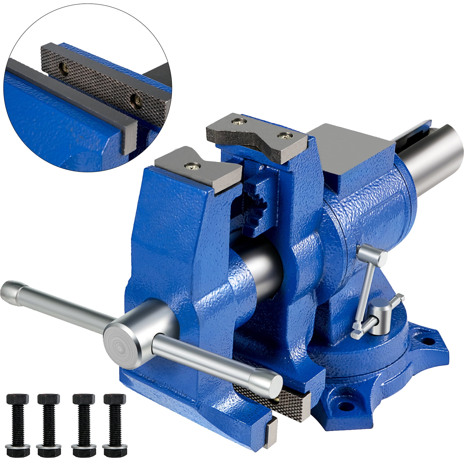 KFFKFF 5" Robust Workbench Clamp, Dual Pivoting Rotating Clamp Head/Body Swivels 360°,Pipe Clamp Bench Clamps 30Kn Grip Strength, for Securing Tools in Residential or Commercial Settings
