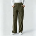 thumbnail image 4 of Corduroy Wide Leg Cargo Sweatpants for Women Elastic Waist Sweatpants Casual Solid Color Pockets Long Pants Workout Lounge Trousers with Pockets, 4 of 7